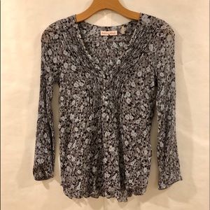 Rebecca Taylor Floral Grey/Silver Blouse SZ 0
